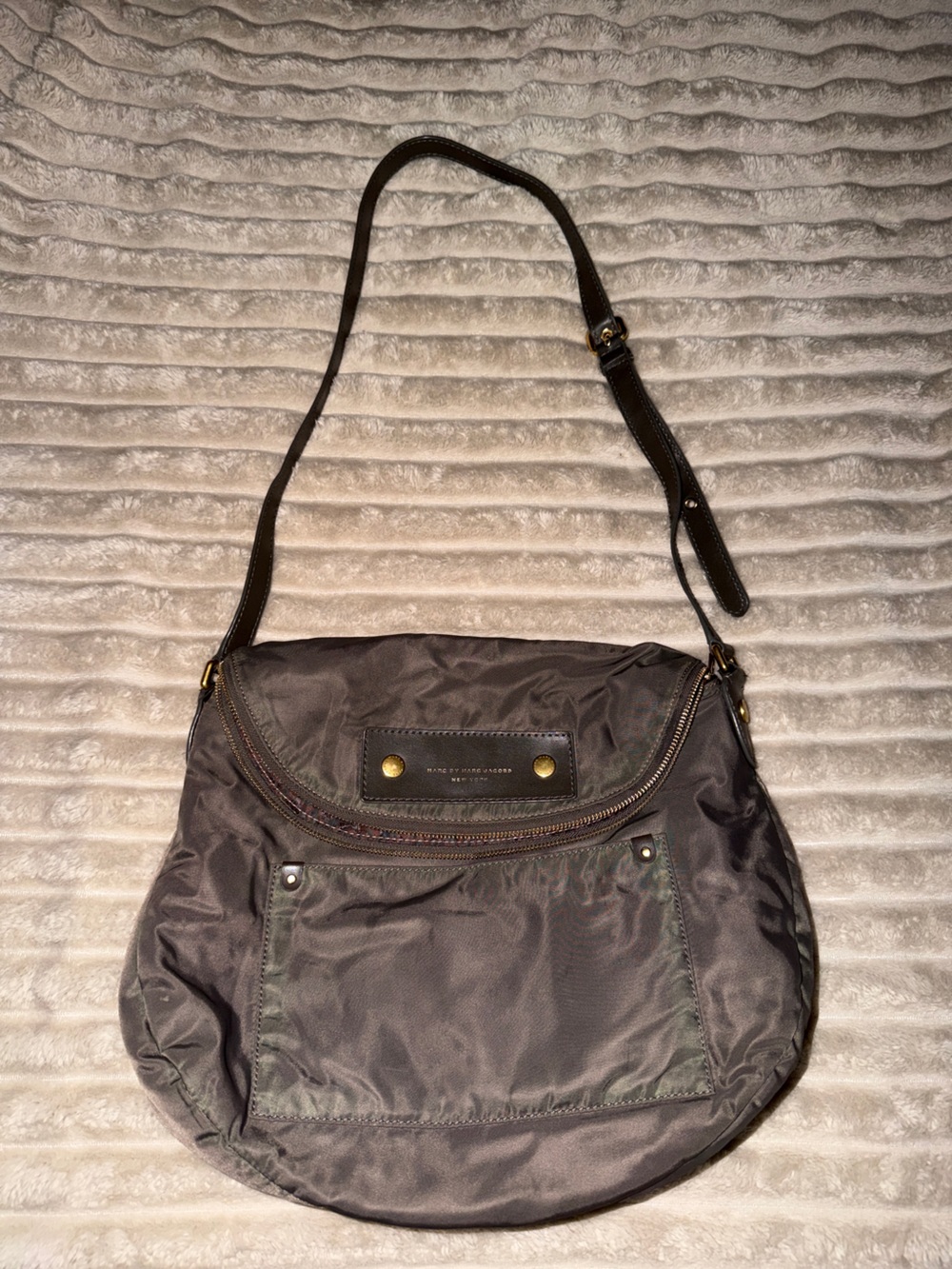 Marc by Marc Jacobs Brown Nylon Crossbody Bag with Gold Hardware